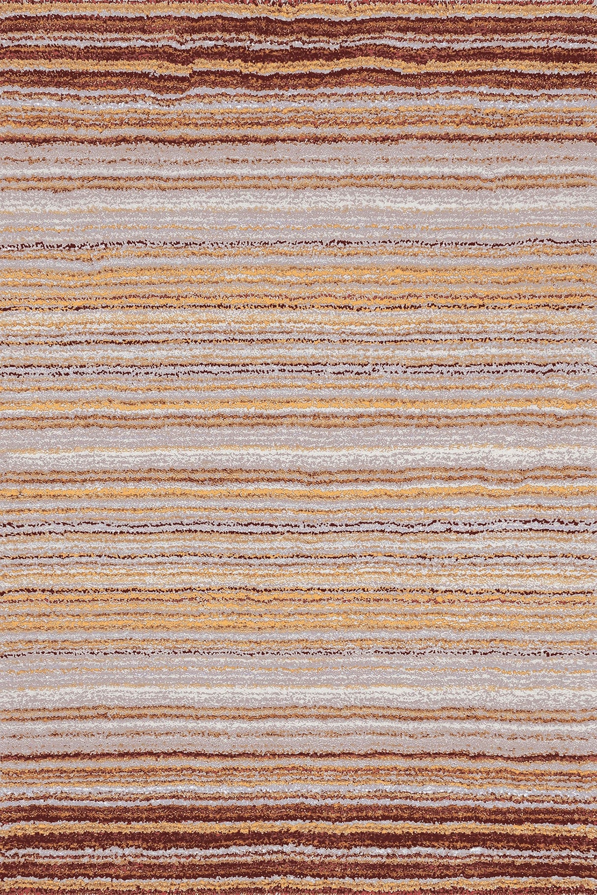 Alfombra Dune sobre fondo blanco, destacando sus tonos marrones y cremas que aportan un toque de sofisticación y calidez a cualquier espacio del hogar. Su diseño natural crea un ambiente relajante, perfecto para salones, dormitorios o estudios. Lavable en lavadora, base antideslizante, sin pelusas e hipoalergénica.